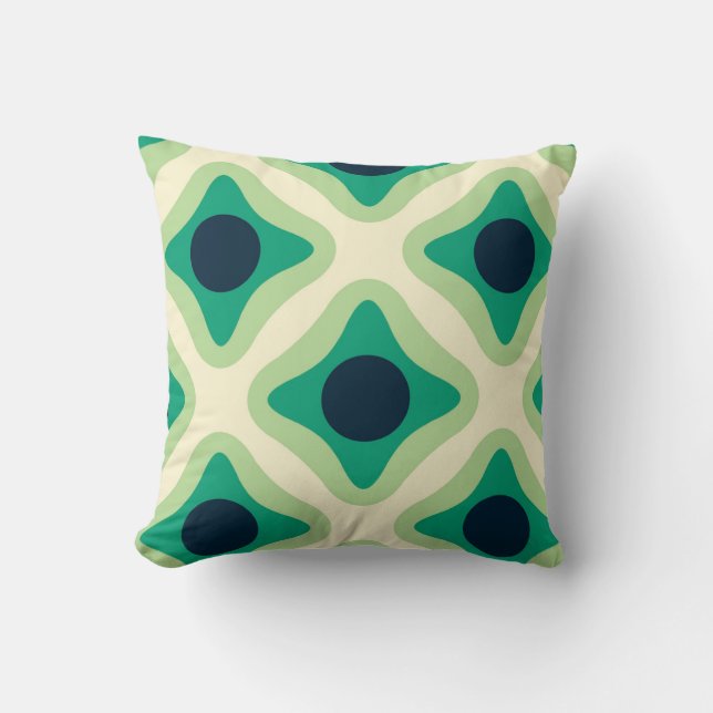 Almofada  Green & Navy Geometric Patter Throw Pillow (Frente)
