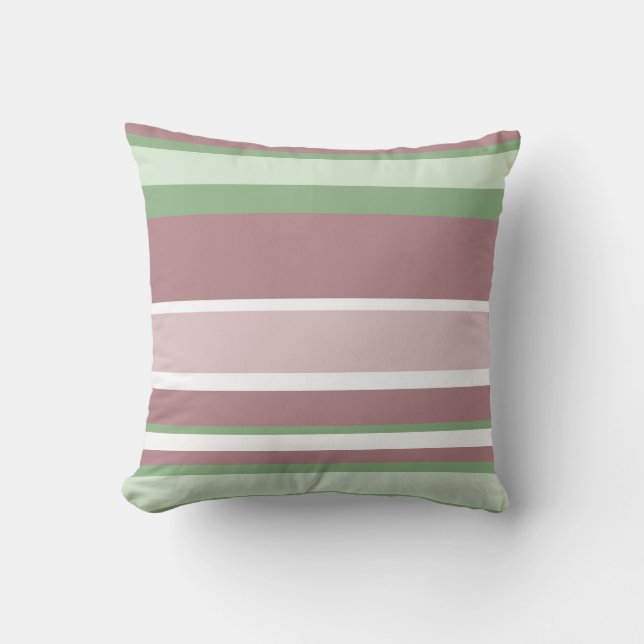 Almofada Green, Rose and Pink Stripes (Frente)