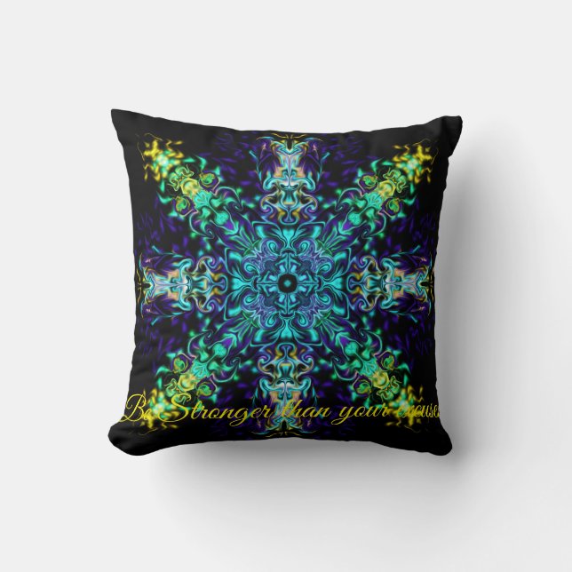 Almofada Green Teal Psychedelic Bohemian Mandala (Frente)