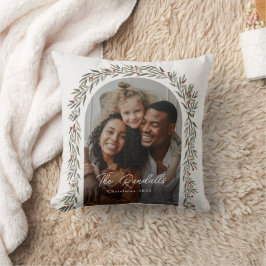 Almofada Greenery Arch Modern Script Foto de Natal
