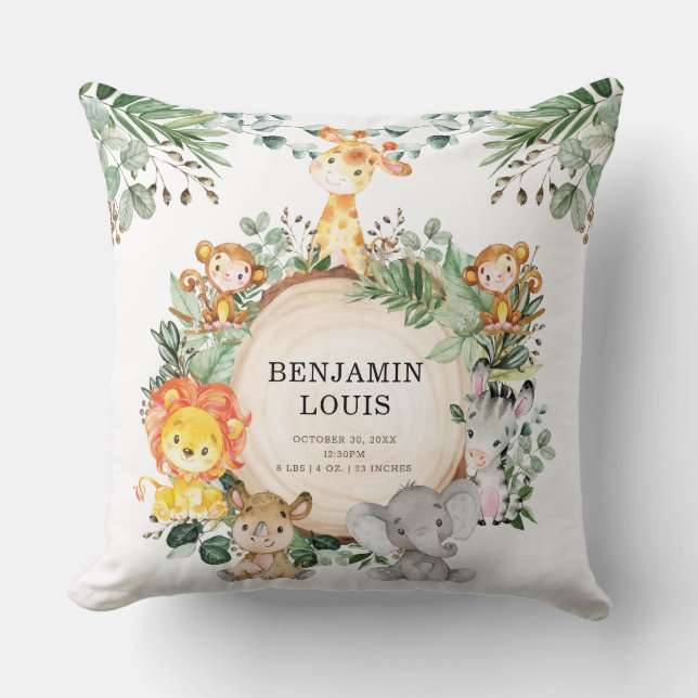 Almofada Greenery Safari Selgle Baby Animal Decor (Frente)