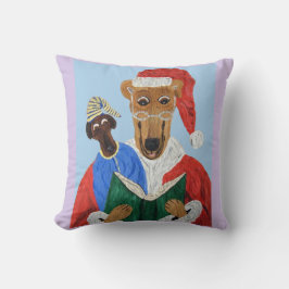 Almofada Greyhound Papai Noel lendo para Cachorrinho