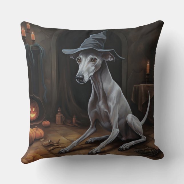 Almofada Greyhound Pumpkins Halloween Assustado (Verso)