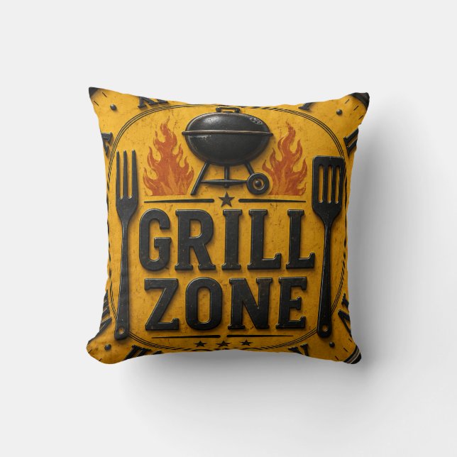 Almofada Grill Zone BBQ Grill Master Kitchen Rustic  (Frente)