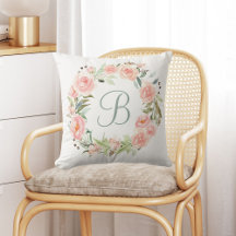 Grinalda de Flores Rosa Pastel Monogramada