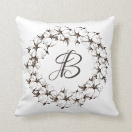 Almofada Grinalda do monograma do algodão (pode mudar a