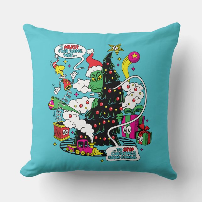 Almofada Grinch Gráfico Colorido de Natal (Frente)