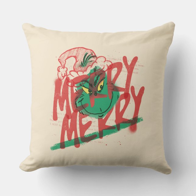 Almofada Grinch | Grunge Gráfico Alegre Alegre (Frente)