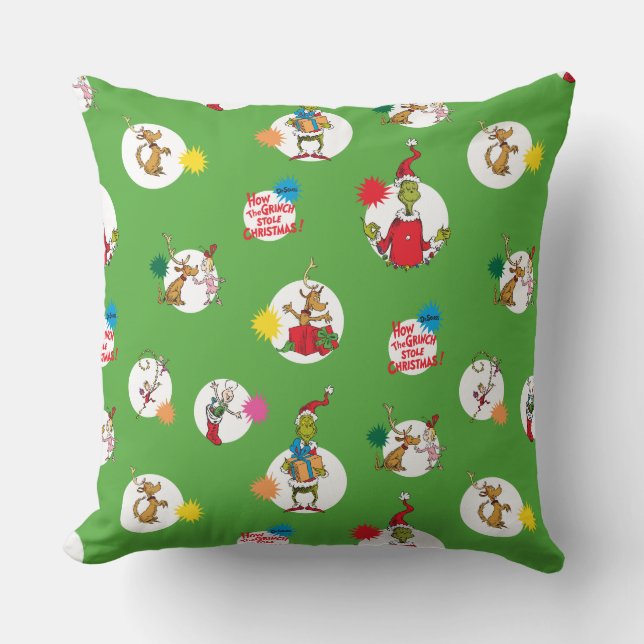 Almofada Grinch | Padrão de Pontos de Natal (Frente)