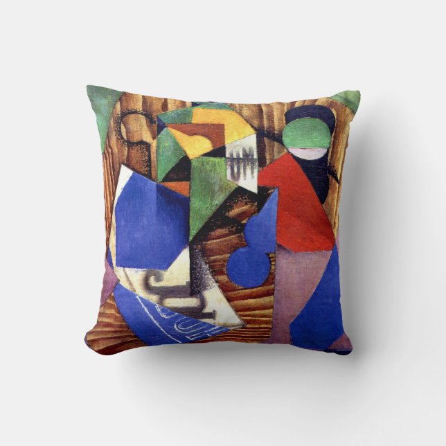 Almofada Gris - Frasco de Rum e Jornal (Frente)