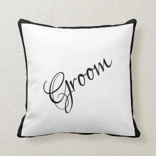 Almofada Groom Black Script Elegante Casamento