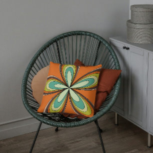 Almofada Groovy 60s 70s Flor de Hippie Laranja Retro Daisy