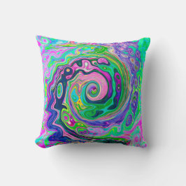 Almofada Groovy Abstrato Aqua e Marinho Lava Swirl