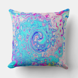 Almofada Groovy Abstrato Retro Robin Ovo Blue Swirl
