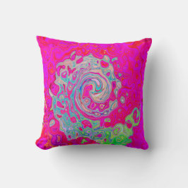 Almofada Groovy Abstrato Teal Blue e Red Swirl