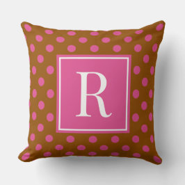 Almofada Groovy Bolinhas - Marrom e Rosa Vibrante