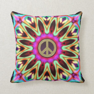 Almofada Groovy Bright Sinal de Paz Hippy Cushion