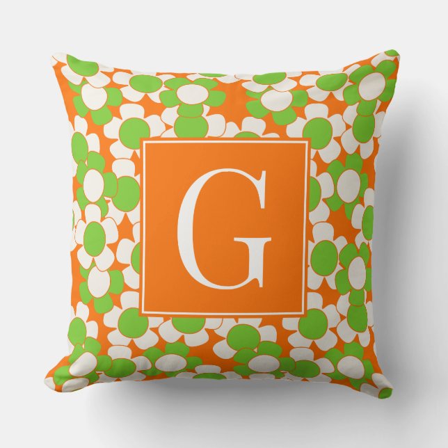 Almofada Groovy Daisy Toss - Lima, Laranja & Branco (Frente)