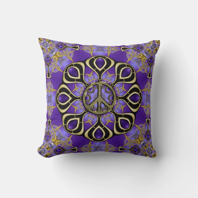 Almofada Groovy Purple Peace Mandala (Frente)