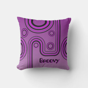 Almofada Groovy Retro 1960s Design linear roxo e rosa