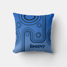 Almofada Groovy Retro 1960s Linear Design Blue and Black