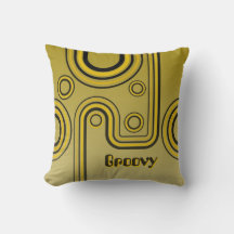 Groovy Retro anos 60 Design linear amarelo e preto