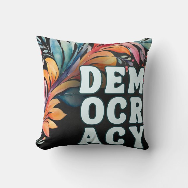 Almofada Groovy Retro Colorir Política Ameaçada Democracia (Frente)