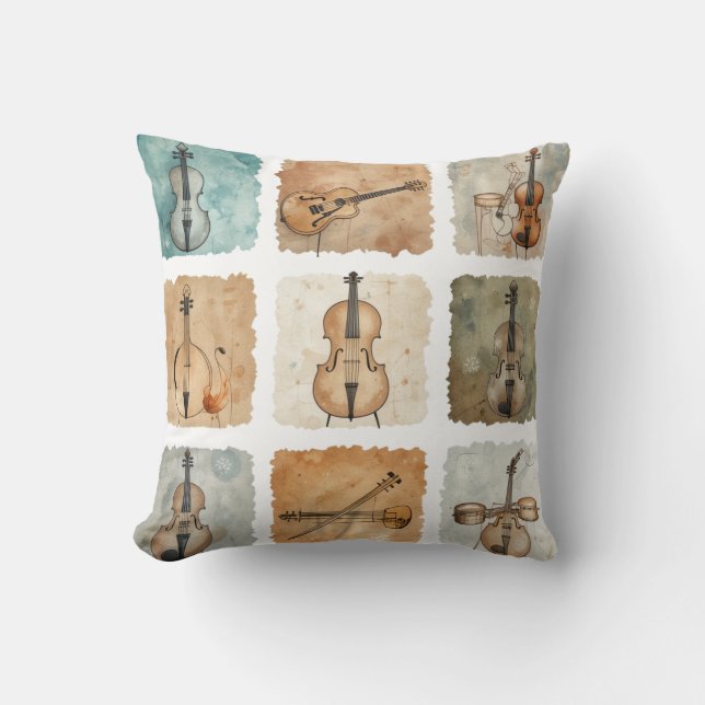 Almofada Groovy Retro Guitar Collage Vibes Classic (Frente)