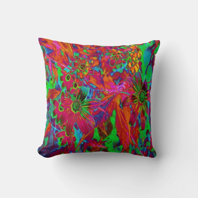 Almofada Groovy Vermelho e Verde Psicodélico (Frente)