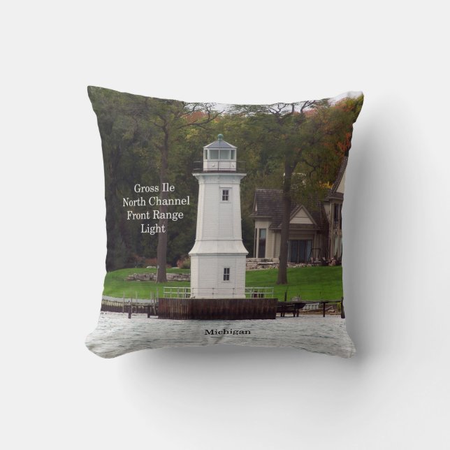 Almofada Grosse Ile North Channel Front Range Light Square (Frente)