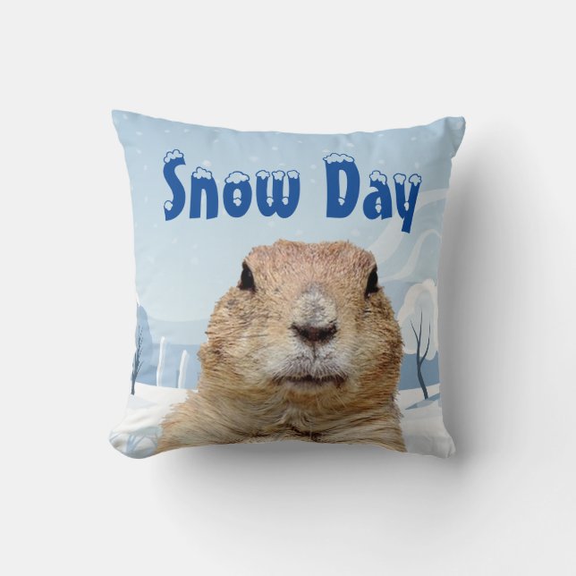 Almofada Groundhog Snow Day (Frente)