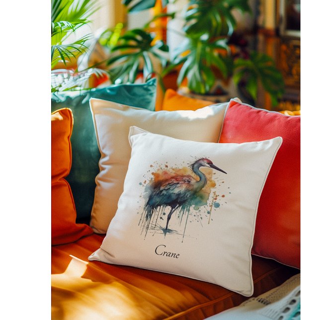 Almofada Grua Graciosa: Arte Watercolro, personalizada (Criador carregado)