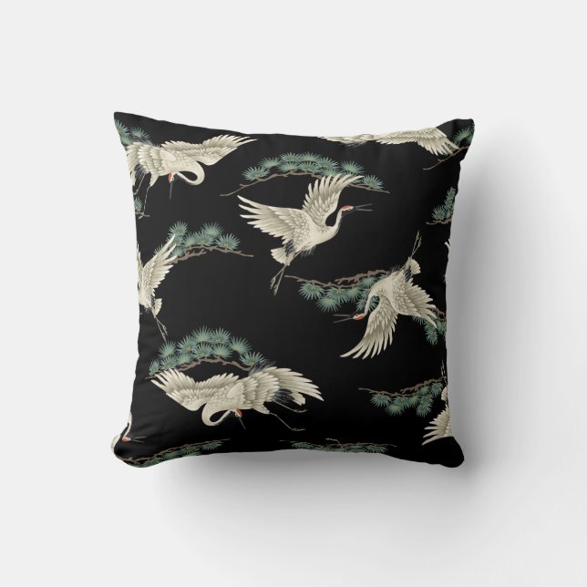 Almofada grua japonesa elegante: representação artística. (Frente)