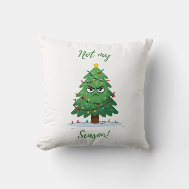 Almofada Grumpy Christmas Tree Cartoon – Funny "Not My Seas (Frente)