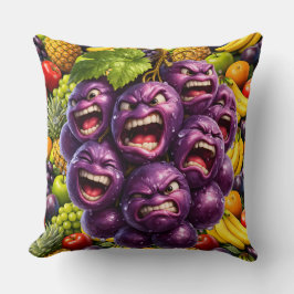 Almofada Grumpy grapes and angry fruit funny whimsical kitc