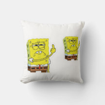 Grumpy Yellow Sponge Character Decorative Pillow