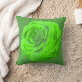 Almofada Grüne Rosenblüte – Florales 3D-Design -