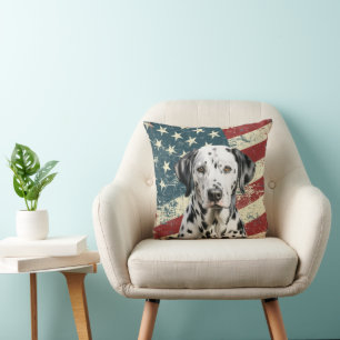 Almofada Grunge American Flag Dalmatian