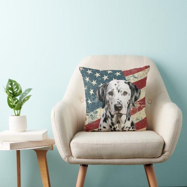 Almofada Grunge American Flag Dalmatian (Cadeira)
