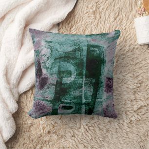 Almofada Grunge de Grafite pintado   Moody Plum Purple Gree