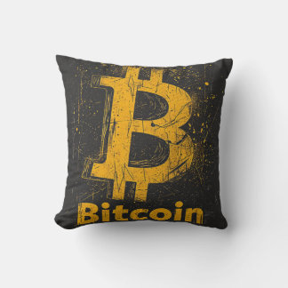 Almofada Grunge decorative Bitcoin logo blockchain Design