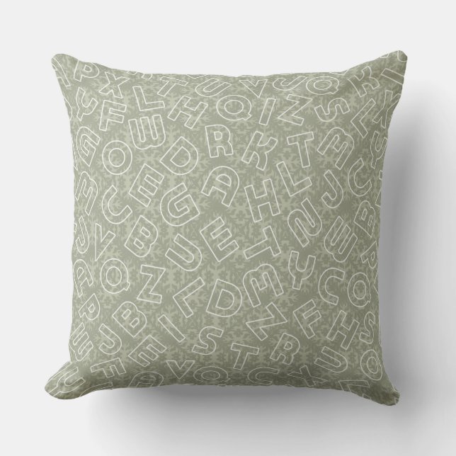Almofada Grunge Olive Alphabet Inspiration Travesseiro (Frente)