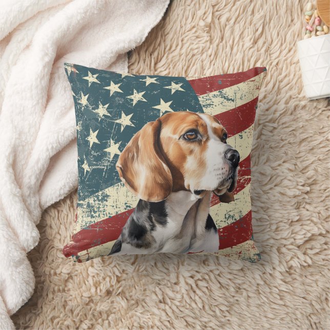 Almofada Grunge USA Flag Beagle Hound (Cobertor)