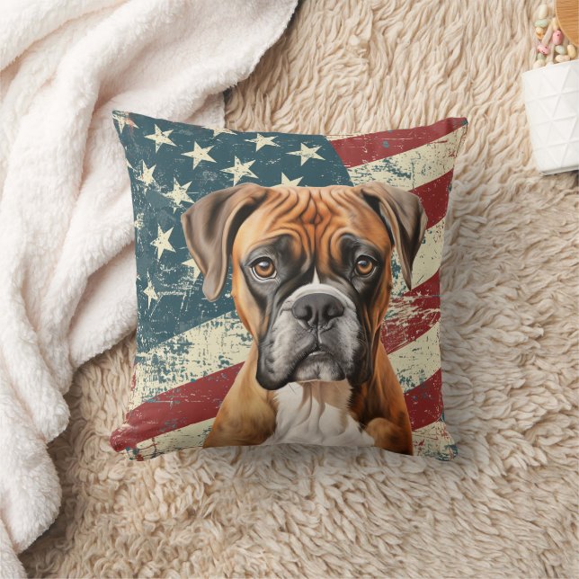 Almofada Grunge USA Flag Boxer Dog (Cobertor)