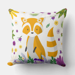 Almofada Guaxinim colorido fofo no berçário da floresta men