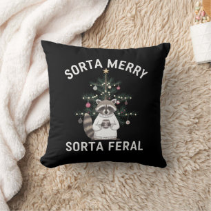 Almofada Guaxinim de Natal Meio Alegre Meio Selvagem Natal