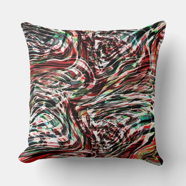 Almofada Guerra de fitas vermelhas contra ciano (Frente)