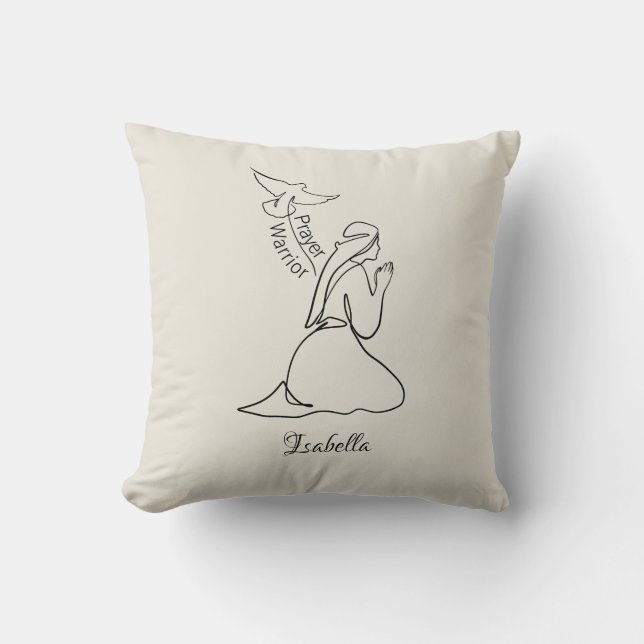 Almofada Guerreiro da Oração Design & Nome Personalizado (Frente)