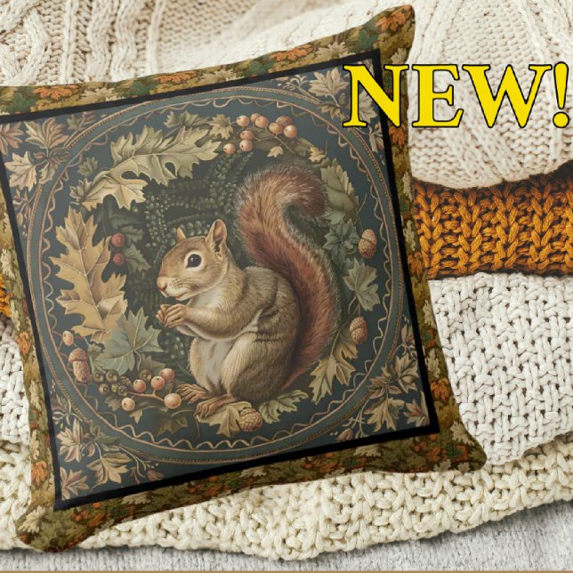 Almofada Guilerme Morris Esquilo de Outono Folhas de Outono (William Morris this fall!)