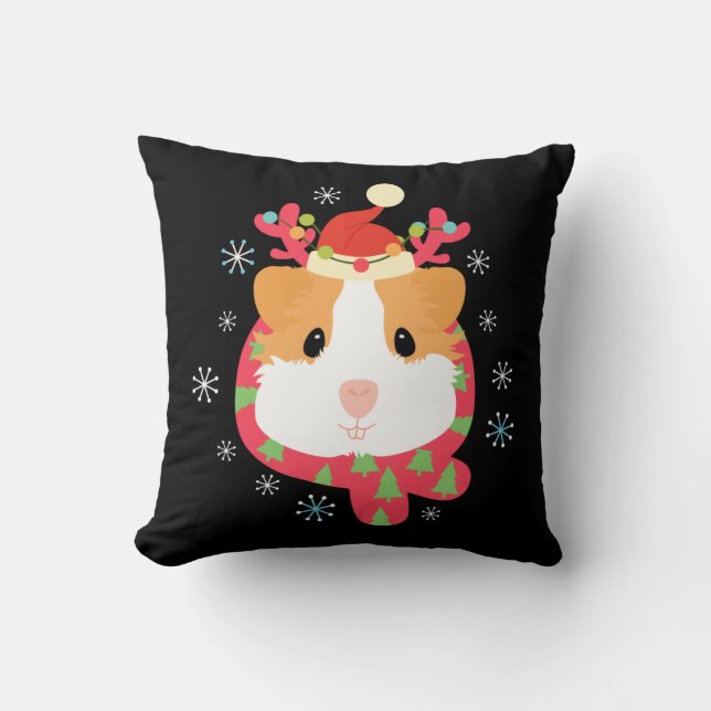 Almofada Guinea Pig Christmas Reindeer (Frente)